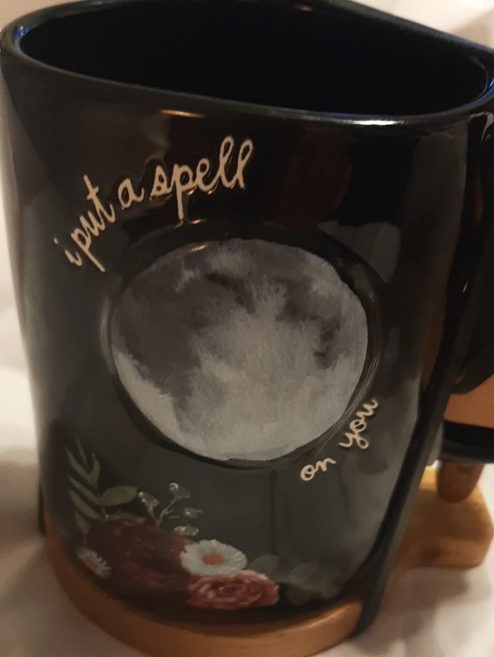 Rae Dunn I Put A Spell On You Mug With Stir Spoon & Wooden Coaster, NWT, 3D